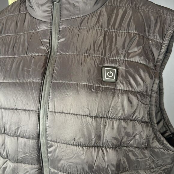 Unisex Black Quilted Puffer Heated Vest Zip Front Size XL NEW - Picture 2 of 16